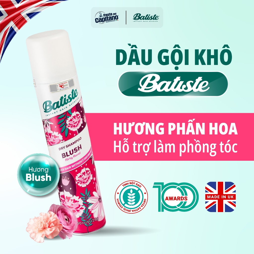 Dầu Gội Khô Batiste Hương Hoa Quyến Rũ Kiềm Dầu Giúp Bồng Bềnh Tóc Hiệu Quả – Batiste Blush 200ml