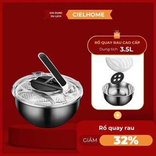  Rổ quay rau sống ráo nước chất liệu inox cao cấp đồ dùng dụng cụ hỗ trợ vắt rau thông minh dung tích 3.5L PR180 