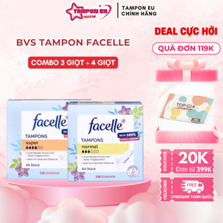  Combo băng vệ sinh Tampon Facelle 3 giọt + 4 giọt nhập khẩu chính hãng thấm hút cực tốt 