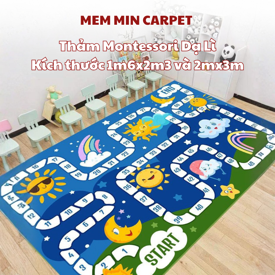Thảm Montessori,Thảm Mầm Non Cho Bé,Thảm Trò Chơi Thông Minh. Thảm Giáo Cụ 2m x3m ,1m6*2m2 Dệt- MemMincarpet - THB08