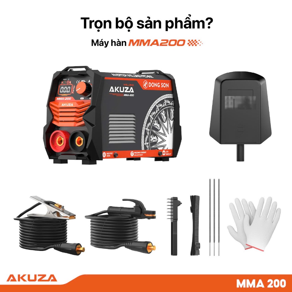 Máy hàn điện tử AKUZA MMA 200 chính hãng –  tiết kiệm điện hiệu suất ổn định bảo hành 12 tháng