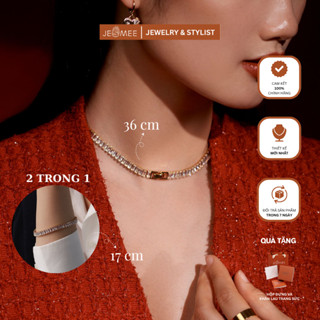  Vòng cổ nữ Jesmee Emerald dành cho nữ titanium mạ vàng đi tiệc thiết kế đính đá lấp lánh sang trọng - H5820 