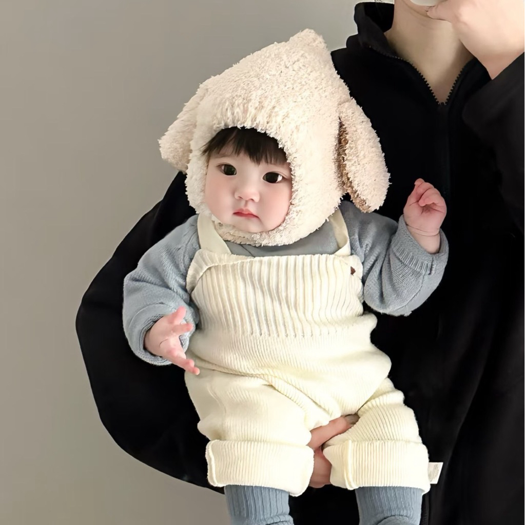 Mũ Tai Thỏ Chất Lông Cừu Mềm Ấm cho bé 6m - 3 tuổi