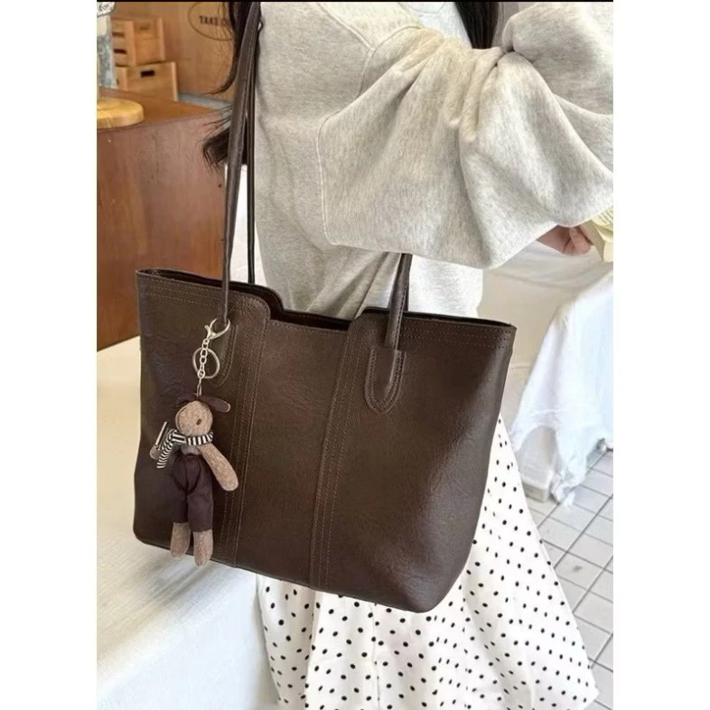 Túi xách nữ, túi đeo vai da PU cao cấp phong cách Hàn Quốc dáng tote công sở kèm móc gấu Đăng Túi DK254 | BigBuy360 - bigbuy360.vn