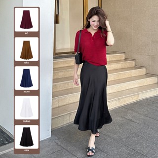  TUBYCATU | Chân Váy Satin Midi Skirt Nữ Form Suông Dài Dáng Lụa Mềm Mại Nhiều Màu  Size S M L  