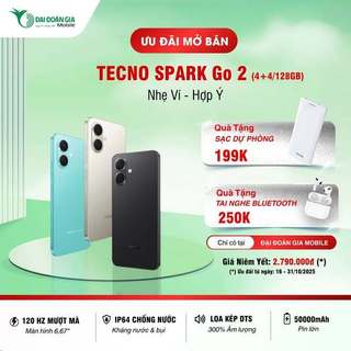Điện thoại Tecno Spark Go 2 4gb/128gb chính hãng,  TẶNG 01 SẠC DỰ PHÒNG 10.000mAh và 01 TAI NGHE BLUETOOTH