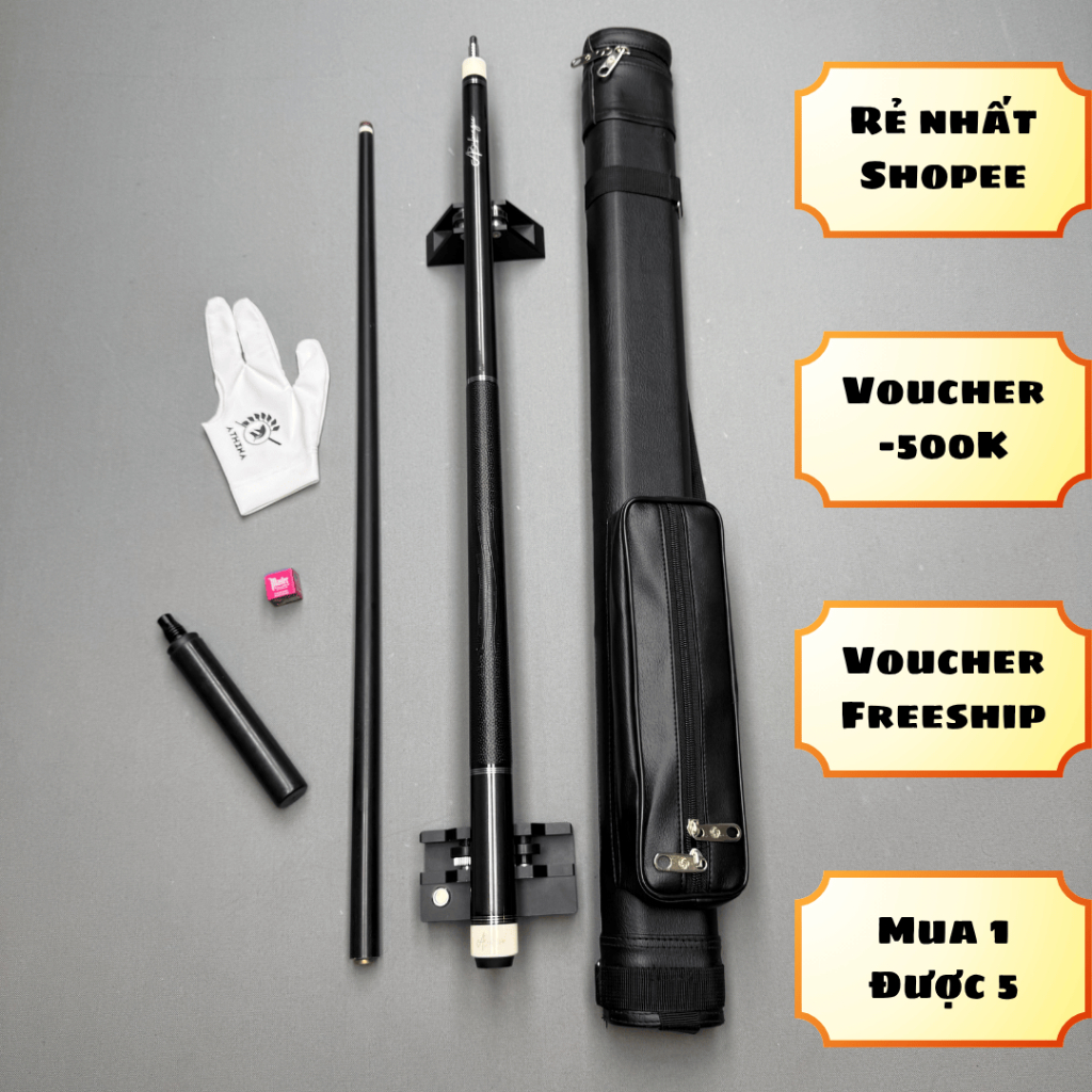 [Lỗ][21CN] cơ bida ab full cacrbon k pro composite đen 7B_cơ đánh lỗ và đánh 3Ct