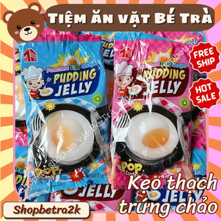 (Combo 5 gói) Thạch pudding hạt nổ hình chảo chiên trứng (gói to 26gr)