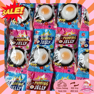 (Combo 5 gói) Thạch pudding hạt nổ hình chảo chiên trứng (gói to 26gr)