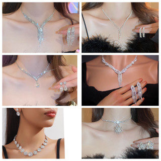 [Hoả tốc] Bộ sưu tập Bộ Trang Sức nữ sét dây chuyền bông tai -  bộ phụ kiện vòng cổ bông tai cô dâu siêu xinh sang chảnh