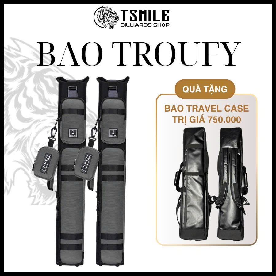 Bao Đựng Cơ Bida Troufy - Màu Xám, Size 3x5