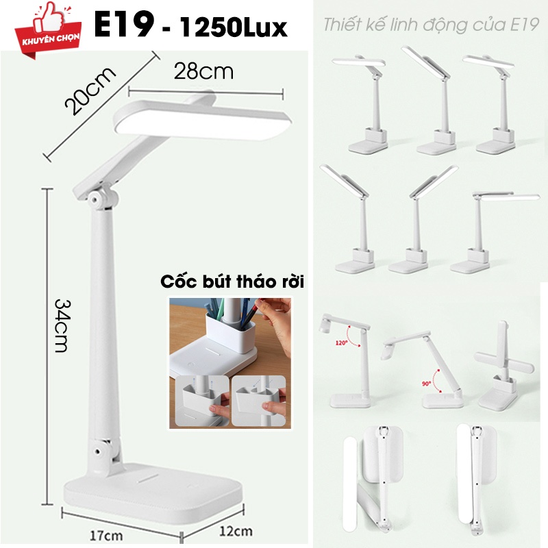 Đèn học để bàn TLDL có loại Tích điện Đèn đọc sách Làm việc bảo vệ mắt cảm ứng sạc pin Không dây LED 3 chế độ ánh sáng | BigBuy360 - bigbuy360.vn