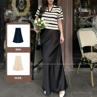  TUBYCATU | Chân Váy Satin Dài Nữ Form Suông Dáng Dài Chất Lụa Mềm Mại Cao Cấp  Nhiều size  