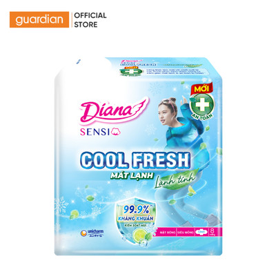 Băng Vệ Sinh Diana Sensi Cool Fresh Mát Dịu Siêu Mỏng Cánh 8 Miếng