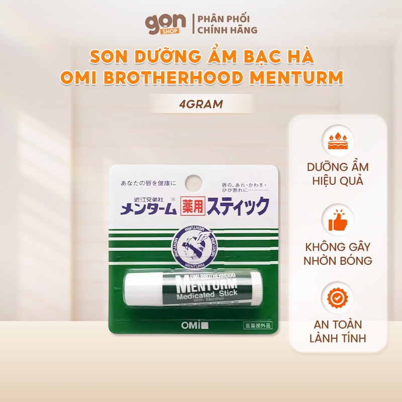 Son dưỡng ẩm bạc hà Omi Brotherhood Menturm không chì không gây nhờn bóng Nhật Bản - Thỏi 4g
