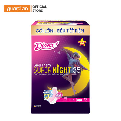 Băng Vệ Sinh Ban Đêm Super Night 35cm Diana 12 Miếng