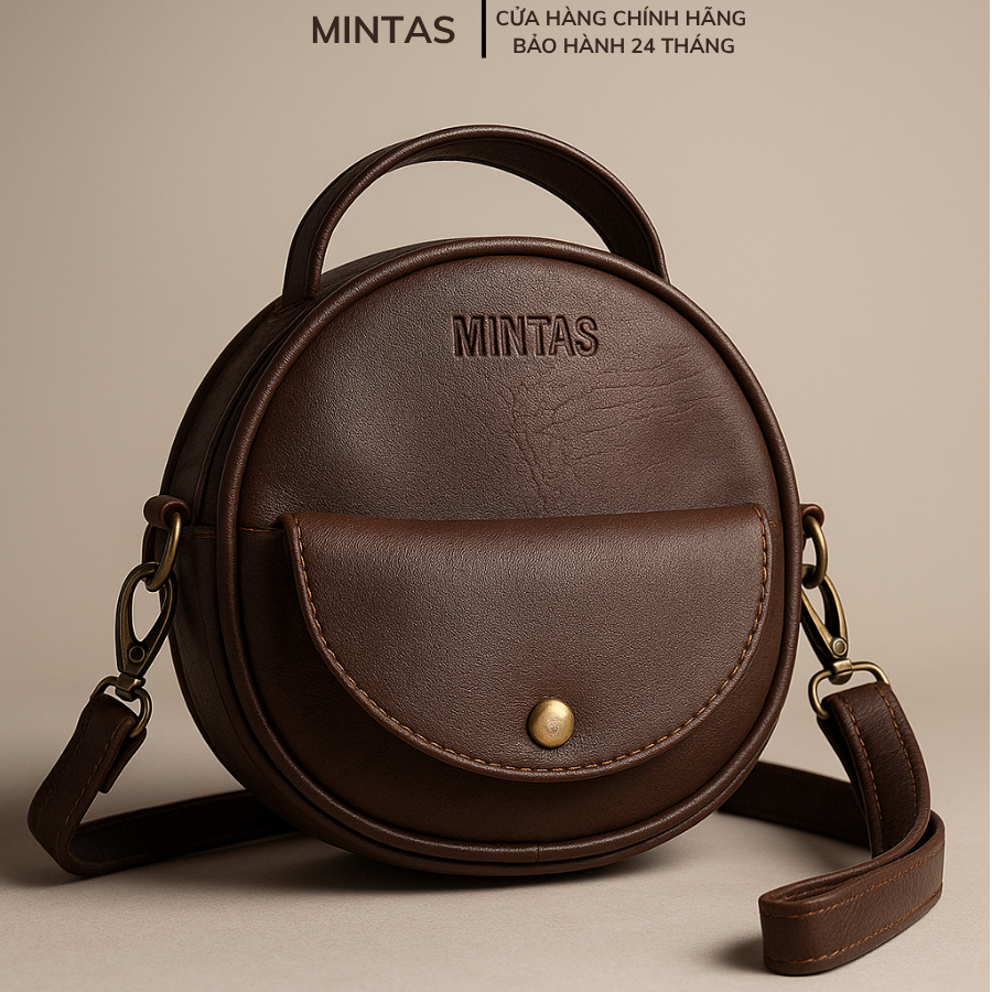 Túi đeo chéo da mini nữ kiểu dáng tròn. MINTAS N4