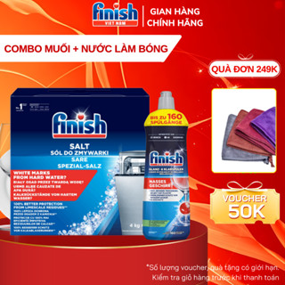  Combo Muối rửa bát và nước làm bóng Finish Combo chống đóng cặn bảo vệ máy rửa bát 