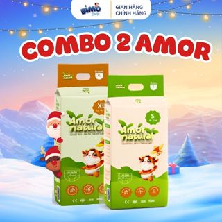 [2A] [DEAL HOT TRẢI NGHIỆM] - Combo 2 Bịch Tã/Bỉm Dán/Quần AMOR NATURAL Việt Nam Mỏng Nhẹ, Đủ Size NB68 - 4XL34