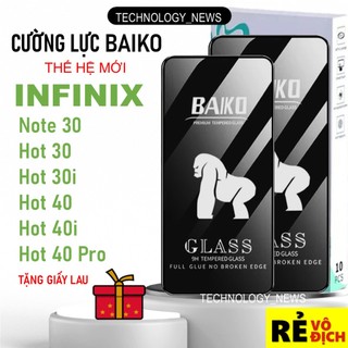  Cường lực Baiko cho Infinix note 30 hot 30 hot 30i 40i 40 pro  full màn phủ nano siêu mượt siêu cứng ít bám vân tay 