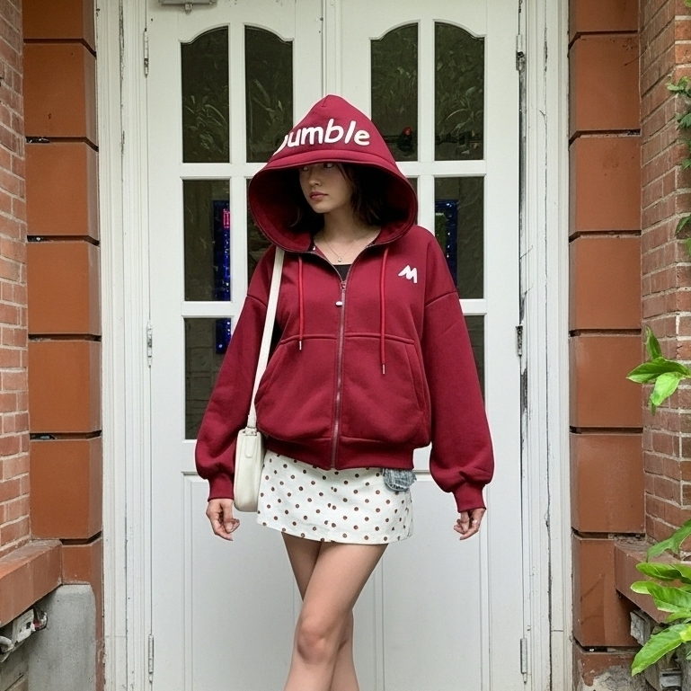 Áo Khoác Hoodie Nữ Dáng Rộng Thêu Chữ Dumble Phong Cách Streetwear Chất Liệu Nỉ Bông Dày Dặn Nhiều M