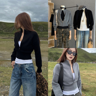  NHY.studio  WGWE  Áo khoác len dệt kéo khoá form croptop #7304 