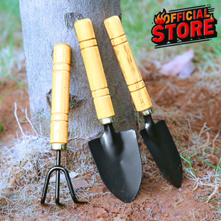   Rẻ Vô Địch  Bộ 3 Dụng Cụ Làm Vườn Mini Cán Gỗ Xẻng Xúc Đất Bàn Cào Cây Xới Đất Trồng Cây Cảnh Sen Đá Rau Sạch 