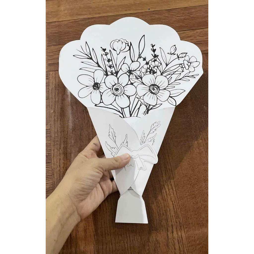 Set 10-20-50 Thiệp tô màu bó hoa tặng mẹ tặng cô ngày 20/10,20/11,8/3, Ngày của mẹ - Sản phẩm quà tặ