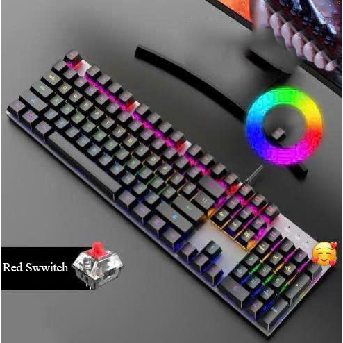 5Bàn phím cơ có dây AMG10 có dây full phím 104 phím có nhiều chế độ led dùng dành cho văn phòng học 