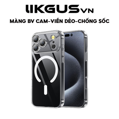 Ốp Lưng Điện Thoại Trong Suốt Màng Bảo Vệ Camera Hỗ Trợ Sạc Không Dây Lưng Cứng Viền Dẻo Chính Hãng Likgus VN