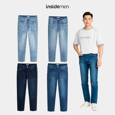 Quần jeans nam INSIDEMEN Regular fit trẻ trung, năng động Co giãn tốt IJN0380Z