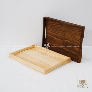 Khay gỗ retro có tay cầm đựng đồ phong cách cổ điển
