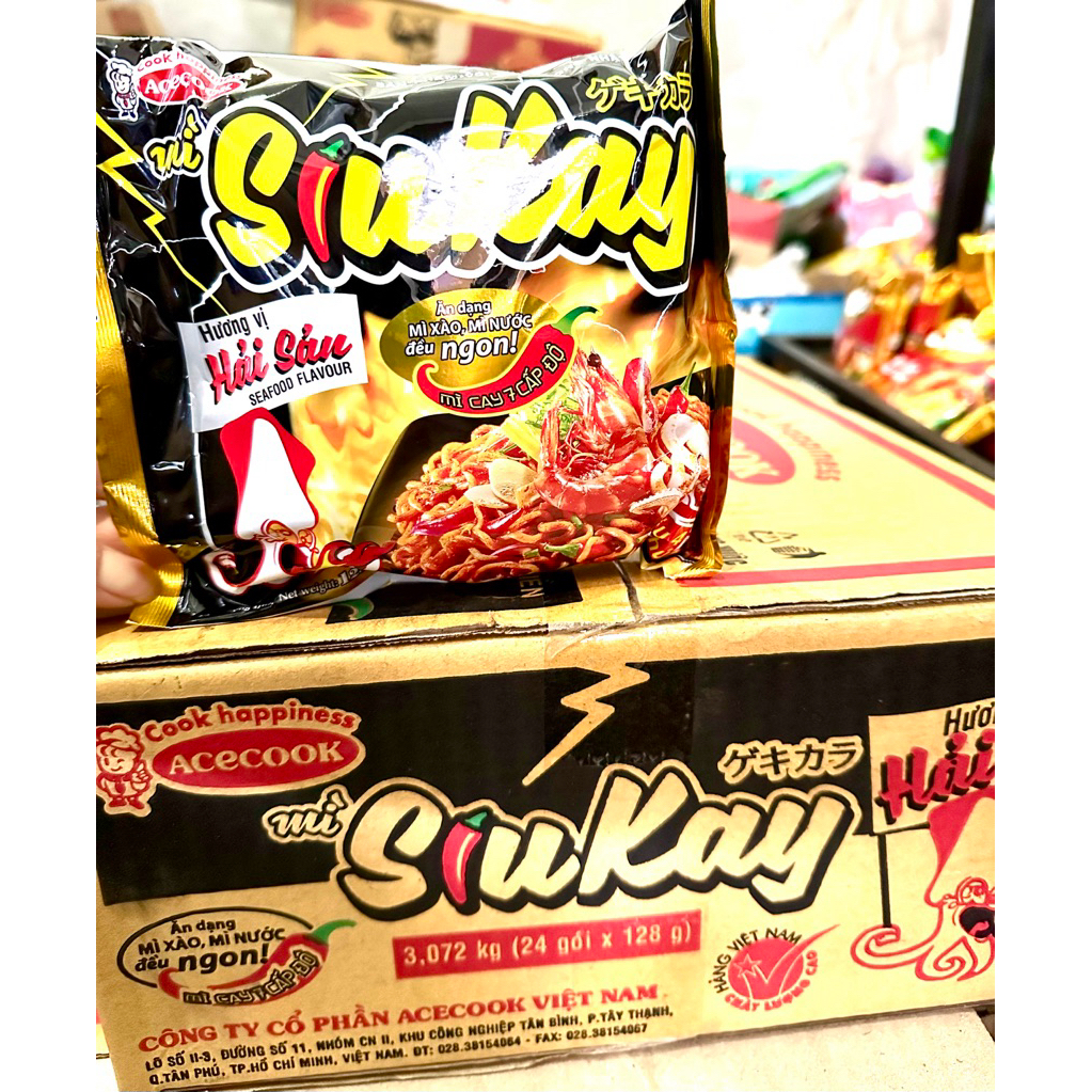 combo 10 gói mì siu cay vị hải sản ,bò 7 cấp độ acecook