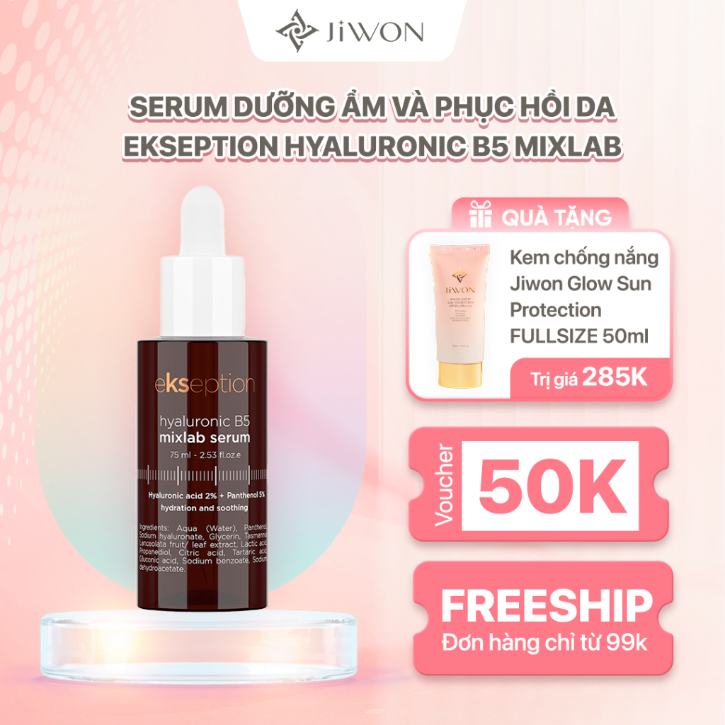 Serum Ekseption Hyaluronic B5, HA + 5% B5 dưỡng ẩm phục hồi da 75ml