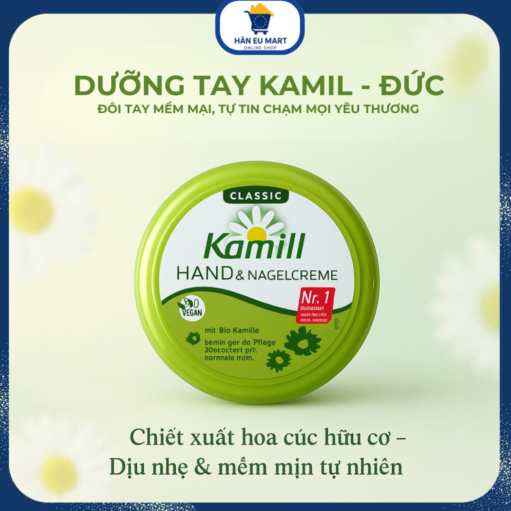 Kem bôi tay dưỡng da Kamill Đức – Hoa cúc hữu cơ, mềm mịn, phục hồi da tay nứt nẻ