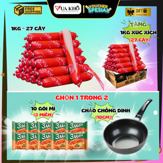  2KG Xúc Xích Vua Khô  Mua 1KG Tặng 1KG  + 10 Gói Mì hoặc chảo thơm ngon không mặn đồ ăn vặt 