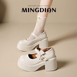  Giày búp bê lolita nữ Quai Cài Da Bóng buộc nơ cao cấp 