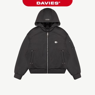  Áo khoác hoodie zip form boxy DAVIES mũ rộng thiết kế các nút bấm kim loại đường may hộp nổi POL 2.O Jacket | D-AK14 