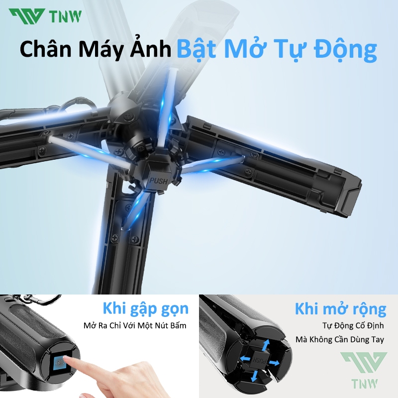 TNW T26Pro Gậy Selfie tự sướng  3trong1 mini Gậy Tự Chụp Bluetooth xoay 360 độ cho Vlog Chống Rung | BigBuy360 - bigbuy360.vn