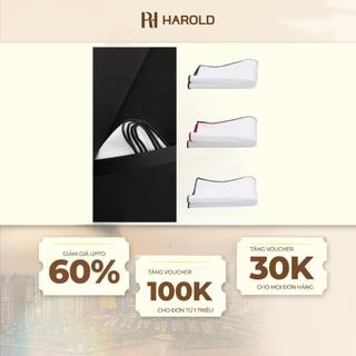 Khăn Túi Vest Harold Cao Cấp – Pocket Square Trắng Phối Viền Sang Trọng, Giữ Form Tốt