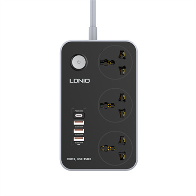 Ổ Cắm Điện Đa Năng LDNIO SC3412 - 3 Chấu, 4 USB, Dây 2m, Trắng, Chống Cháy, Siêu Tải 2500W