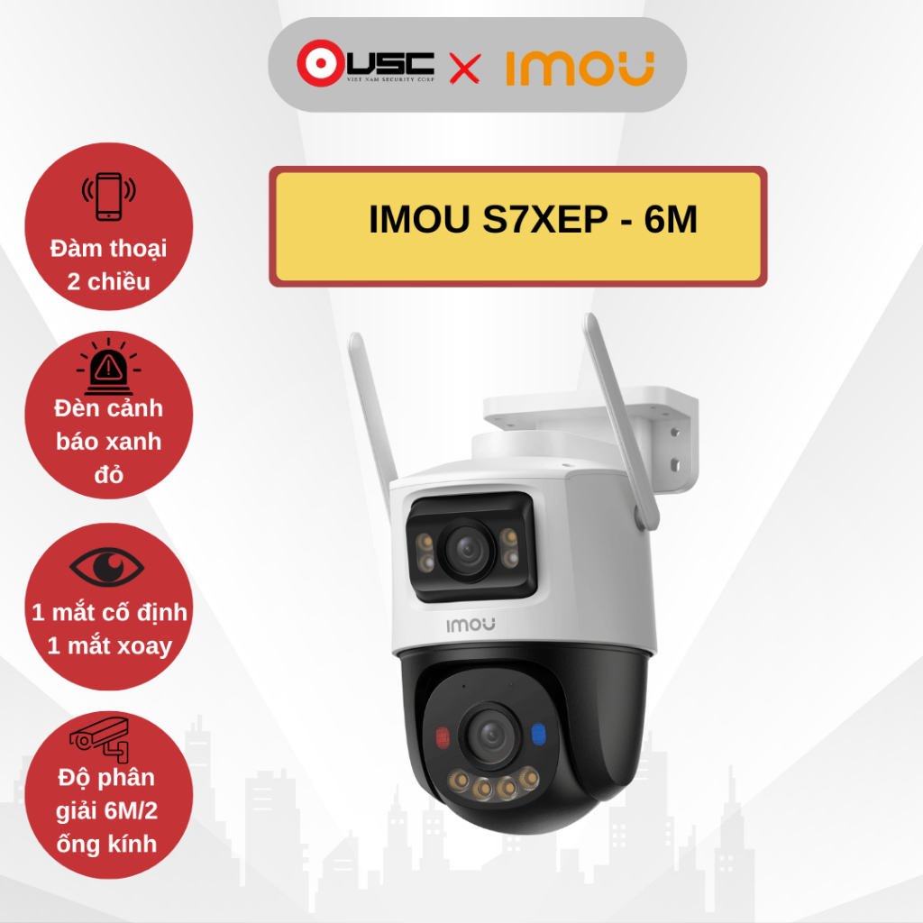 Camera wifi ngoài trời Xoay 360 Imou IPC-S7XEP-6M0WED (Cruiser Dual 2 6M) full chức năng