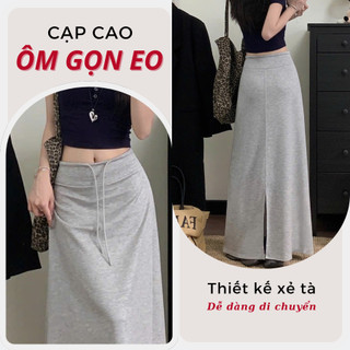 Chân váy chữ A dáng dài LILY, Chân váy nữ suông dài chất nỉ, mùa thu đông mặc đi chơi V125