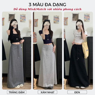 Chân váy chữ A dáng dài LILY, Chân váy nữ suông dài chất nỉ, mùa thu đông mặc đi chơi V125