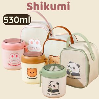  Bình ủ cháo hộp đựng canh giữ nhiệt lõi inox 304 SHIKUMI 530ml kèm muỗng đựng thức ăn cho bé Dear Rabbit 