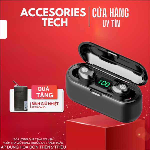 Tai Nghe Amoi F9 – Bluetooth Nhét Tai, Cảm Ứng, Kèm Hộp Sạc Dự Phòng, Chống Nước IPX5