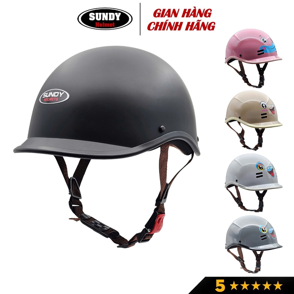 Mũ bảo hiểm nửa đầu cá heo SUNDY HP6 thời trang, nhiều màu cá tính, nón Freesize (vòng đầu 55-59cm)