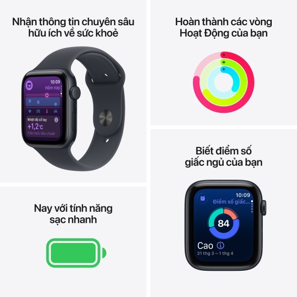 Apple Watch SE 3 2025 GPS 40mm Viền Nhôm Dây Cao Su S/M | BigBuy360 - bigbuy360.vn