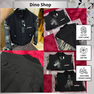  Áo Khoác DSQ Trần Bông Thêu Chữ Phối Lá Phong Đỏ Trước Ngực Cực Chất - Áo Khoác Nam Nữ Trần Bông Thêu Hai Mặt Cực Đẹp 