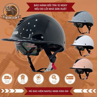  Mũ Bảo Hiểm Napoli Kính Âm Form Cá Heo SH Nửa Đầu FREESHIP - CHÍNH HÃNG Nón Bảo Hiểm 1 2 Napoli N686 